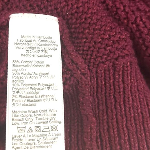J. Crew Mockneck cable sleeve Sweater Raspberry Purple Red XXL - Picture 6 of 6